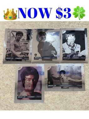 All 5 Bruce Lee Dragon 2024 Silver Chrome Refractor MMA Movie Cards BV $50